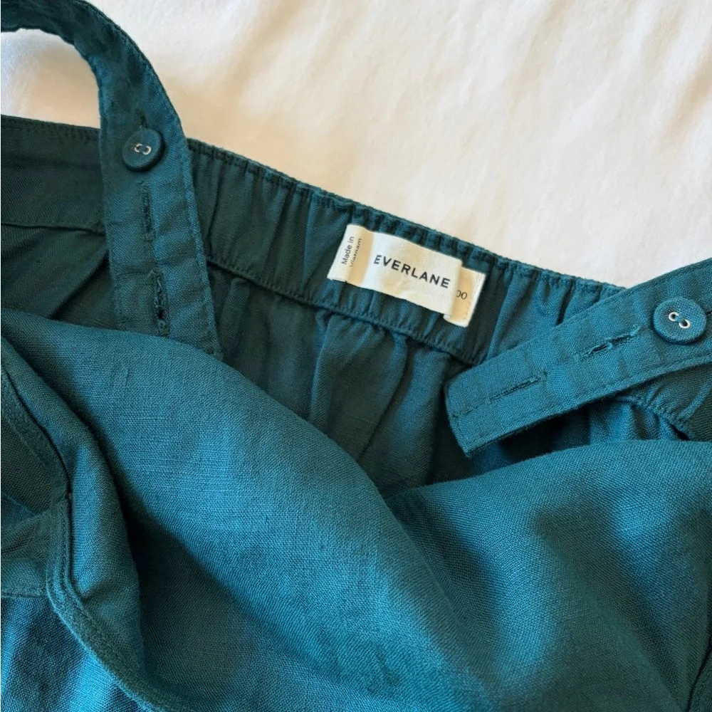 Everlane Square-Neck linen Jumpsuit in dark sea size 00 like new
